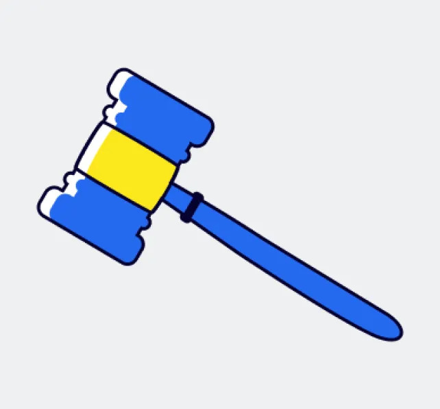 Illustration of a judge's gavel, symbolizing decisions related to case eligibility and legal rulings.